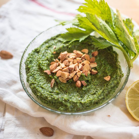 Garlicky Celery-Leaf Pesto