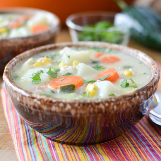 Spicy Poblano Potato Corn Chowder