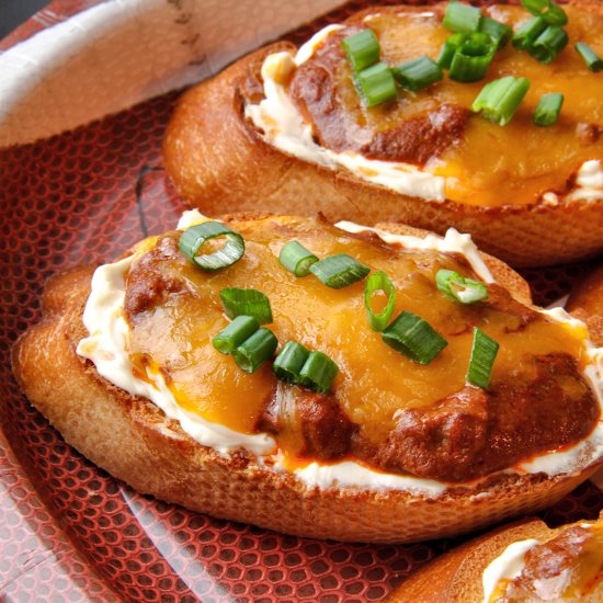 Game Day Chili Cheese Crostini