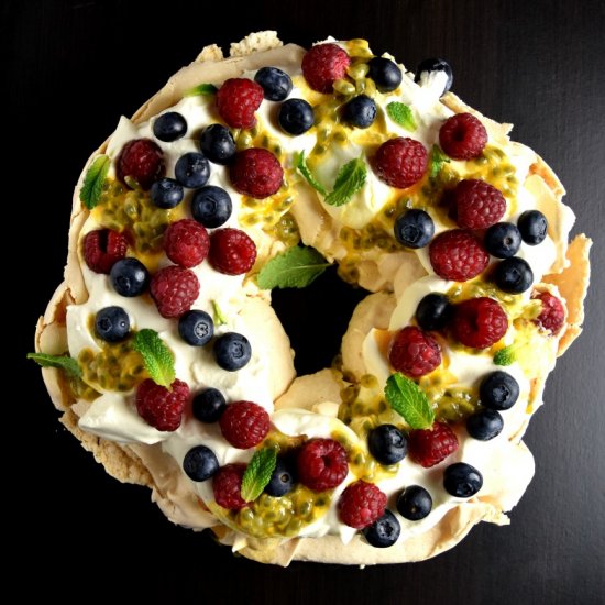 Berry and Passion Fruit Pavlova