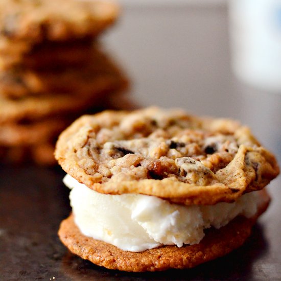 Toffee Chocolate Chunk Ice Cream Sandwiches