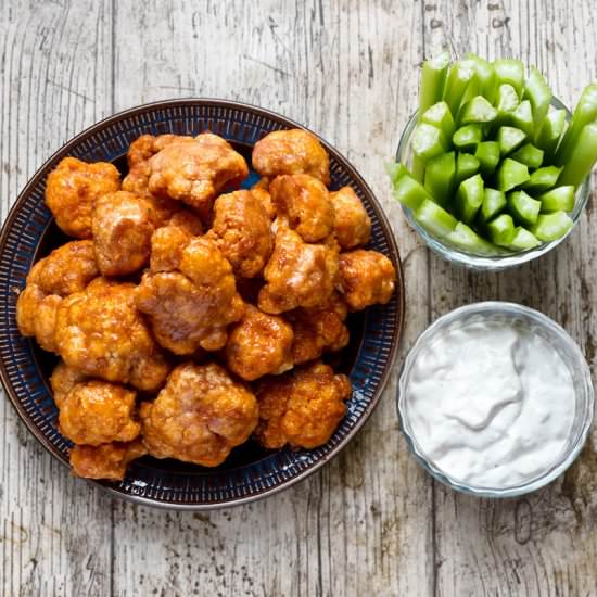 Vegan Buffalo Cauliflower + Dip