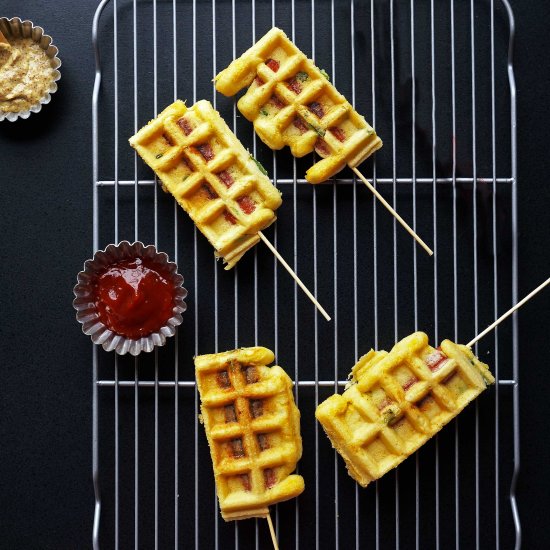 Cheddar Jalapeños Waffle Corndogs