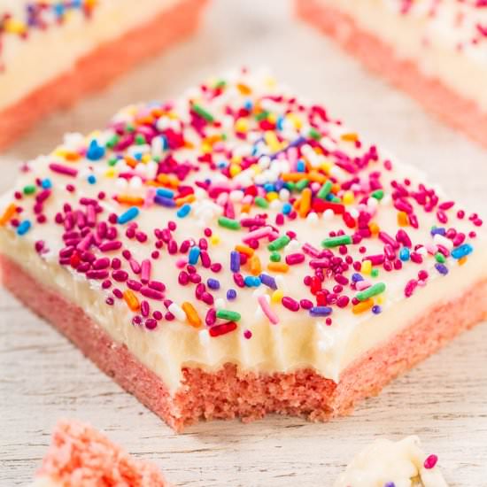 Strawberry Cookie Bars w/ Frosting