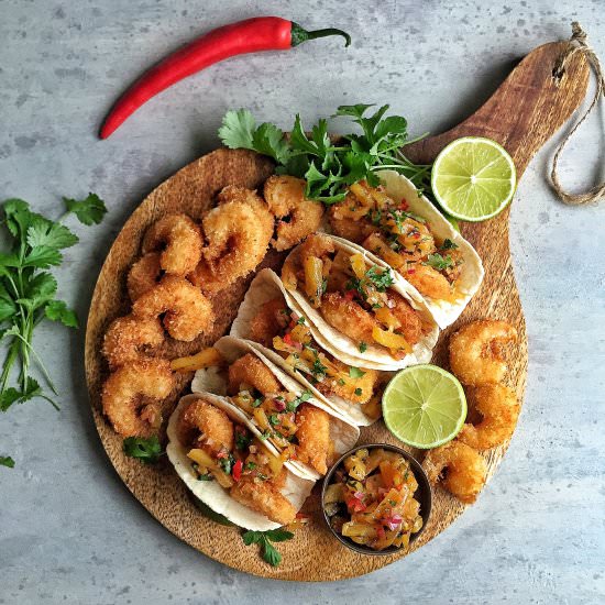 Coconut Shrimp Tacos with Pineapple