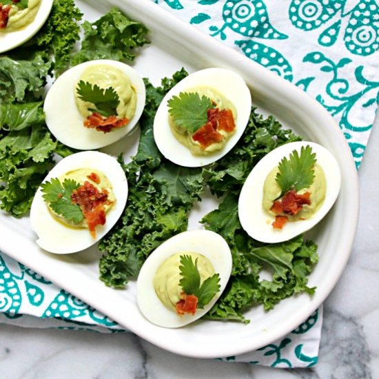 Guacamole Bacon Deviled Eggs