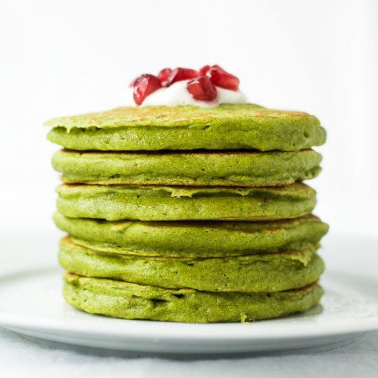 Healthy Green Whole Wheat Pancakes