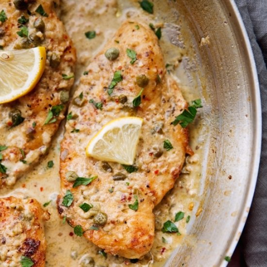 Creamy Chicken Piccata with Garlic