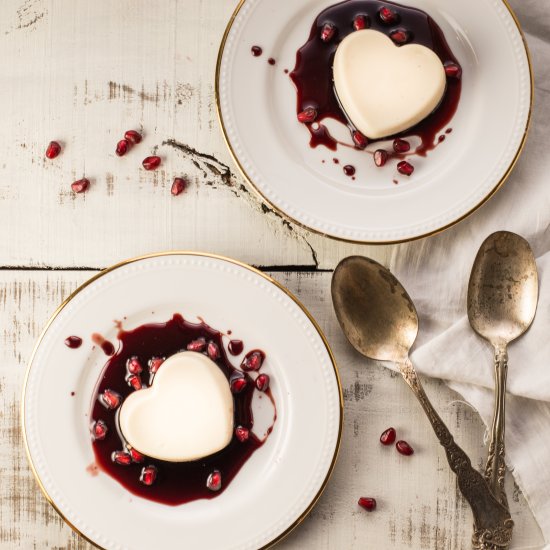 Heart-shaped Vanilla Panna Cotta