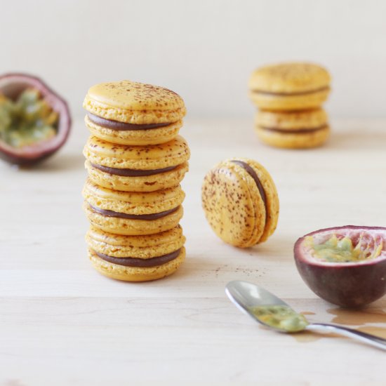 Chocolate Passion Fruit Macarons