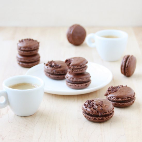 Dark Chocolate Ganache Macarons