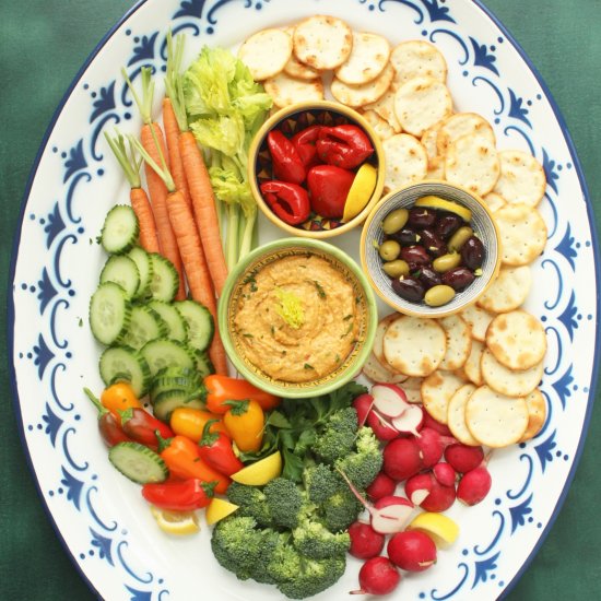 Putting together a crudité platter