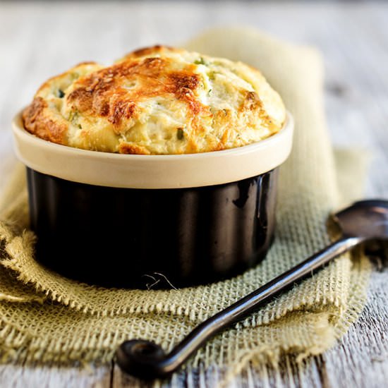 Leeks and feta cheese souffle