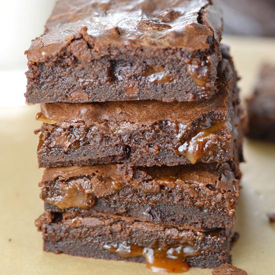 Double Layer Caramel Brownies