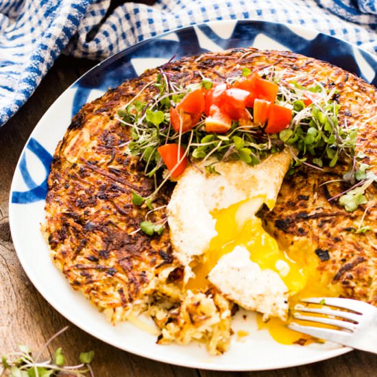 Skillet Pizza Stuffed Potato Rosti