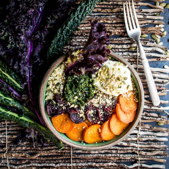 Kale Pesto Quinoa Bowls