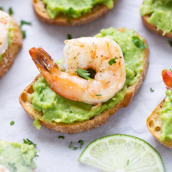 Avocado and Shrimp Crostini