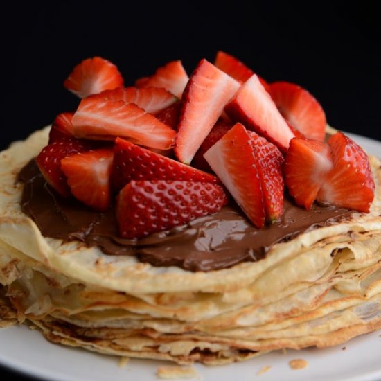 Nutella & Strawberry Crepe Cake