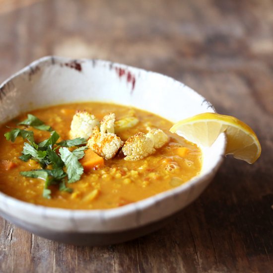 Red Lentil & Sweet Coconut Curry Soup