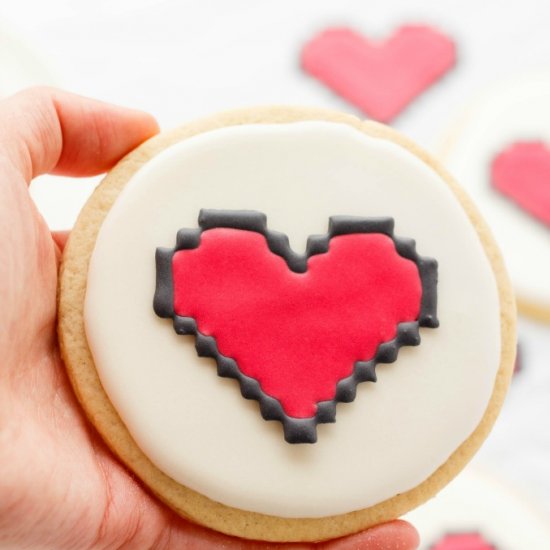 8-Bit Heart Cookies