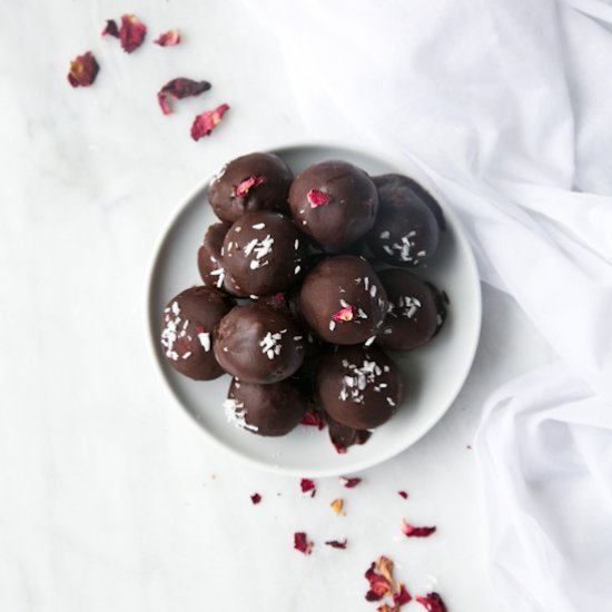 Coconut, Strawberry & Rose Truffles