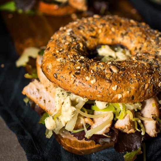 Turkey bagel with fennel and dill