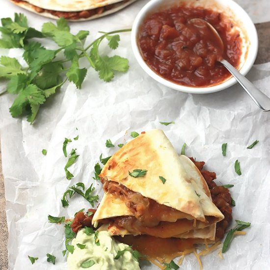 Cheesy Lentil Quesadillas