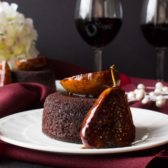 Chocolate Wine Cakes & Glazed Figs