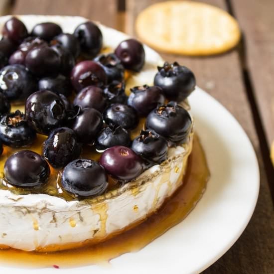 Baked Brie with Honey + Blueberries