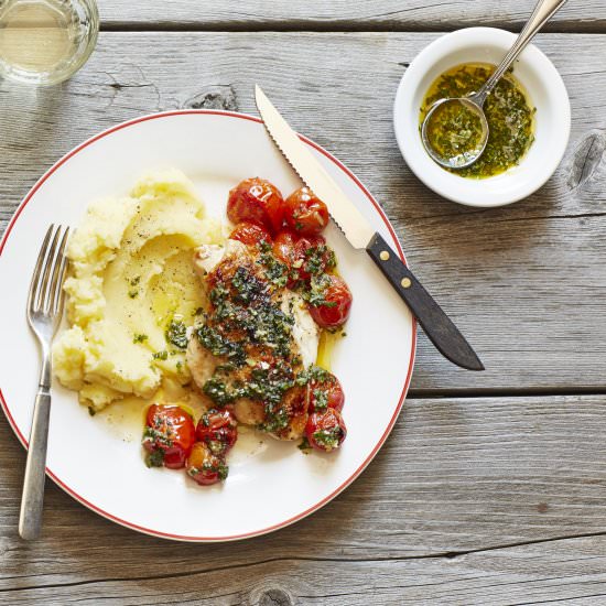 broiled chicken and tomatoes