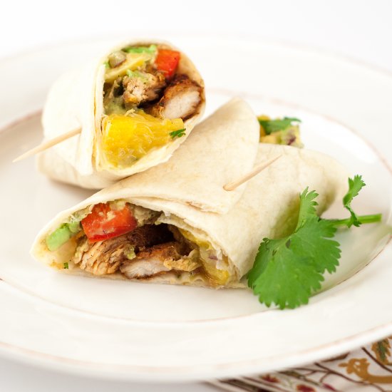 Spicy Chicken-Orange Salsa Wrap