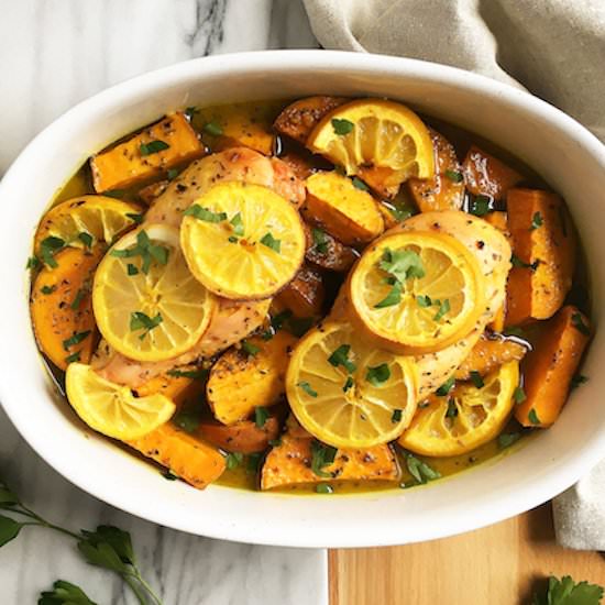 Lemon Chicken with Sweet Potatoes