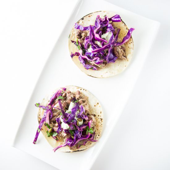 Shredded Pork Tacos Pepita Slaw