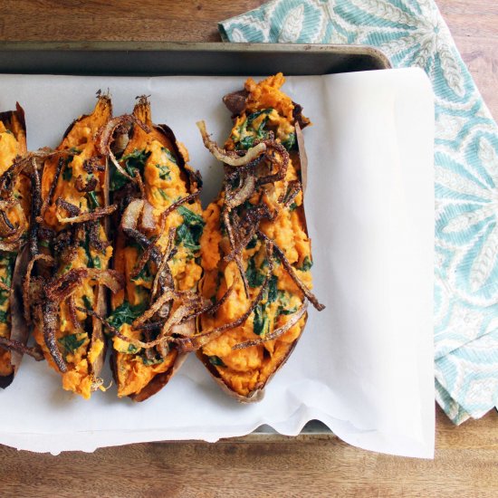 Steakhouse Stuffed Sweet Potatoes