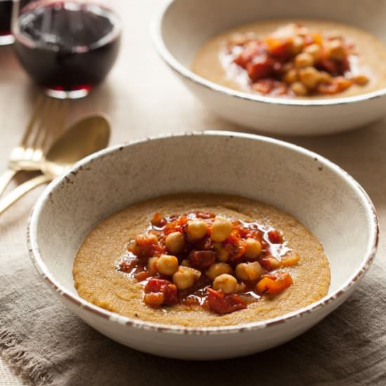 Amaranth Polenta & Chickpea Sauce