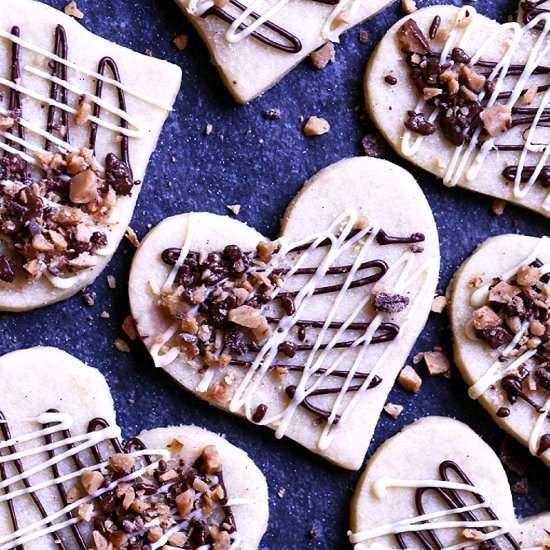 Chocolate Toffee Shortbread Hearts