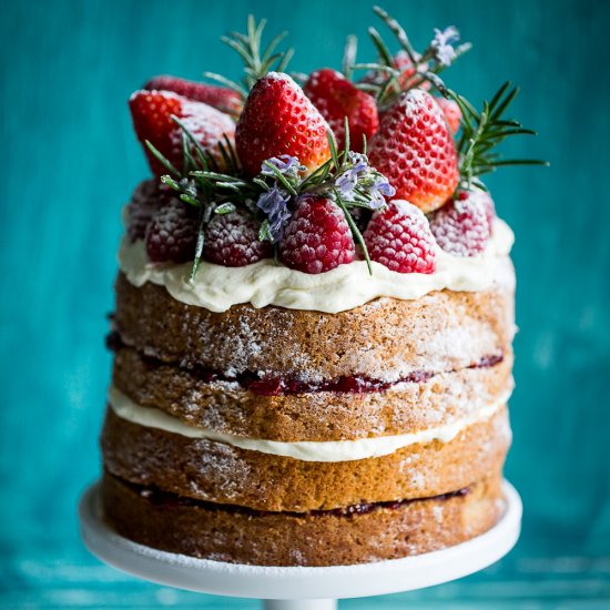 Buckwheat Cake with Berry Compote