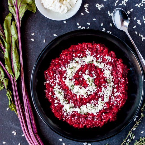 Beet Risotto with Goat Cheese