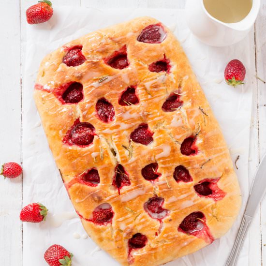 Strawberry Focaccia with Maple Glaze