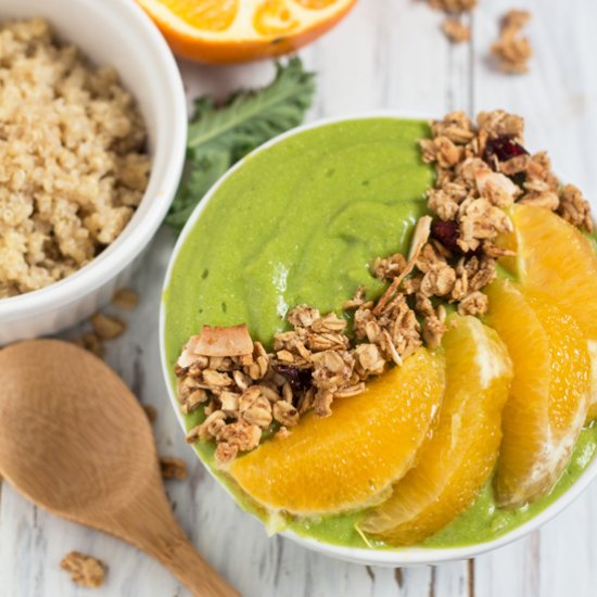 Orange Kale Quinoa Smoothie Bowl