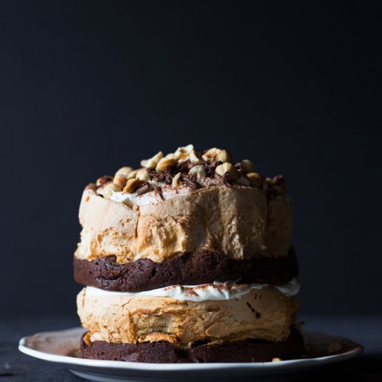 Chocolate Hazelnut Meringue Cake