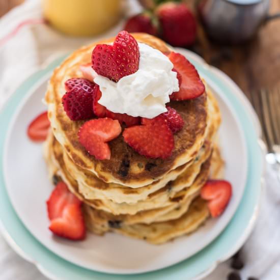 Strawberry Chocolate Chip Pancakes