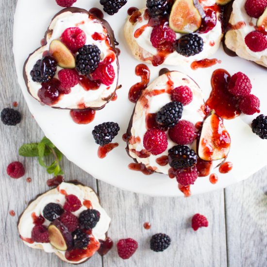 Chocolate Dipped Mini Pavlova