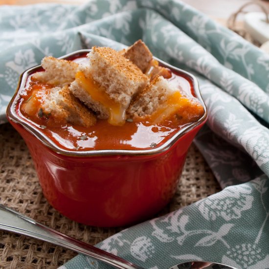 Tomato Soup w/ Grilled Cheese Croutons