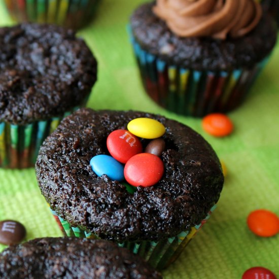 Mini Chocolate M&M Cupcakes