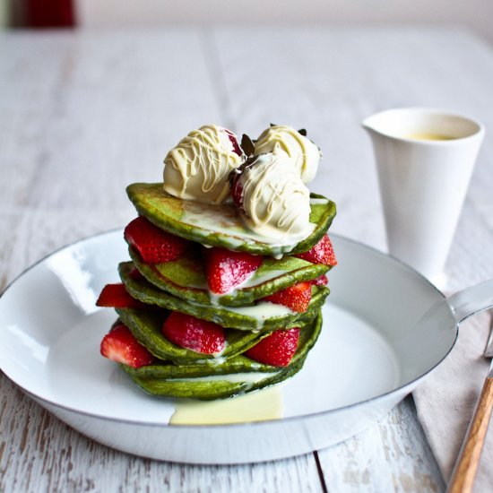 Valentines Day Matcha Pancakes