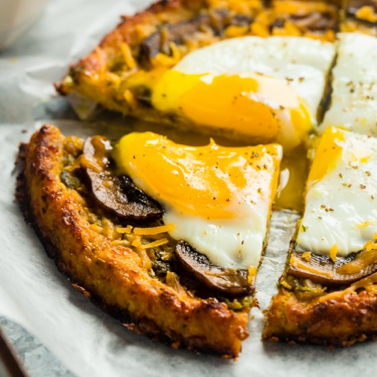 Egg Cauliflower Breakfast Pizza