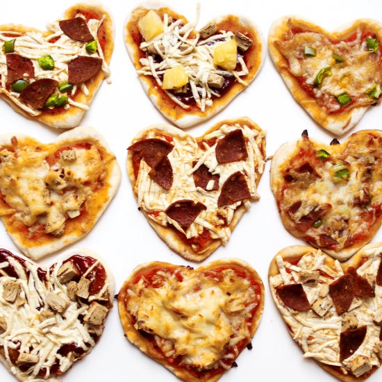 Mini Heart Shaped Pizzas