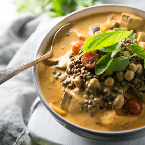 Red Thai Lentil and Chickpea Curry