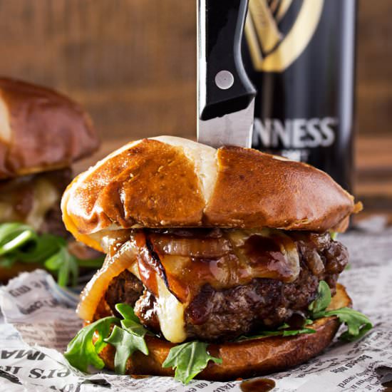 Whiskey Glazed Blue Cheese Burgers